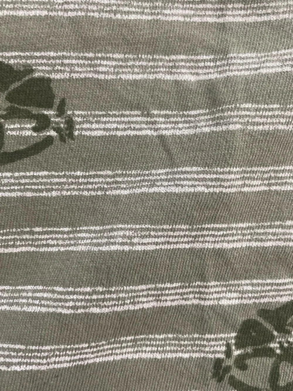 Old Navy Olive & White Striped Long-Sleeve Tee with Tractor Prints